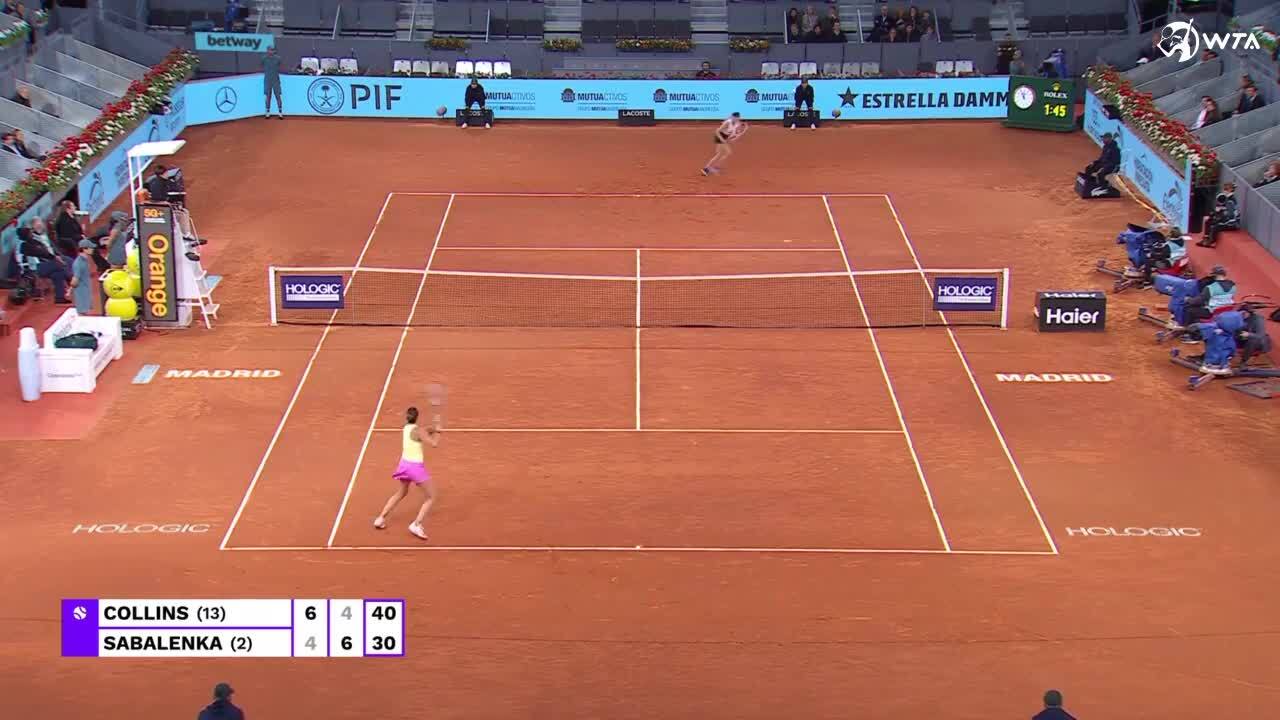 Sabalenka Triumphs Over Collins: Advances to WTA 1000 Madrid Open Quarterfinals - Key moments in the Sabalenka vs. Collins match