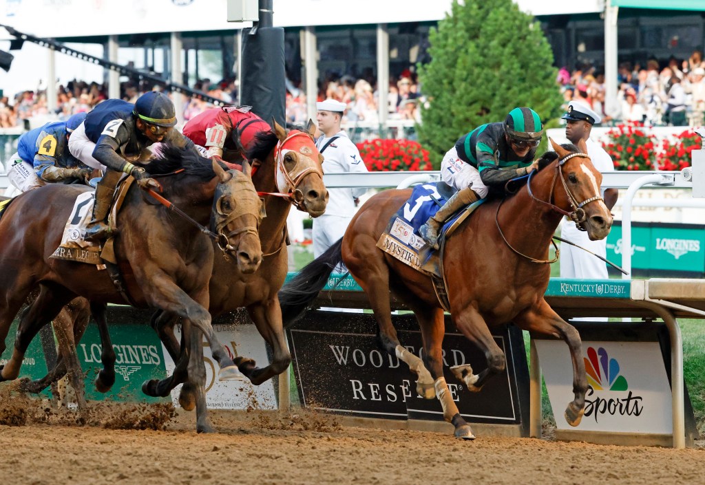 Mystik Dan dominated the 2024 Kentucky Derby with a stunning photo finish. - Background of the 2024 Kentucky Derby